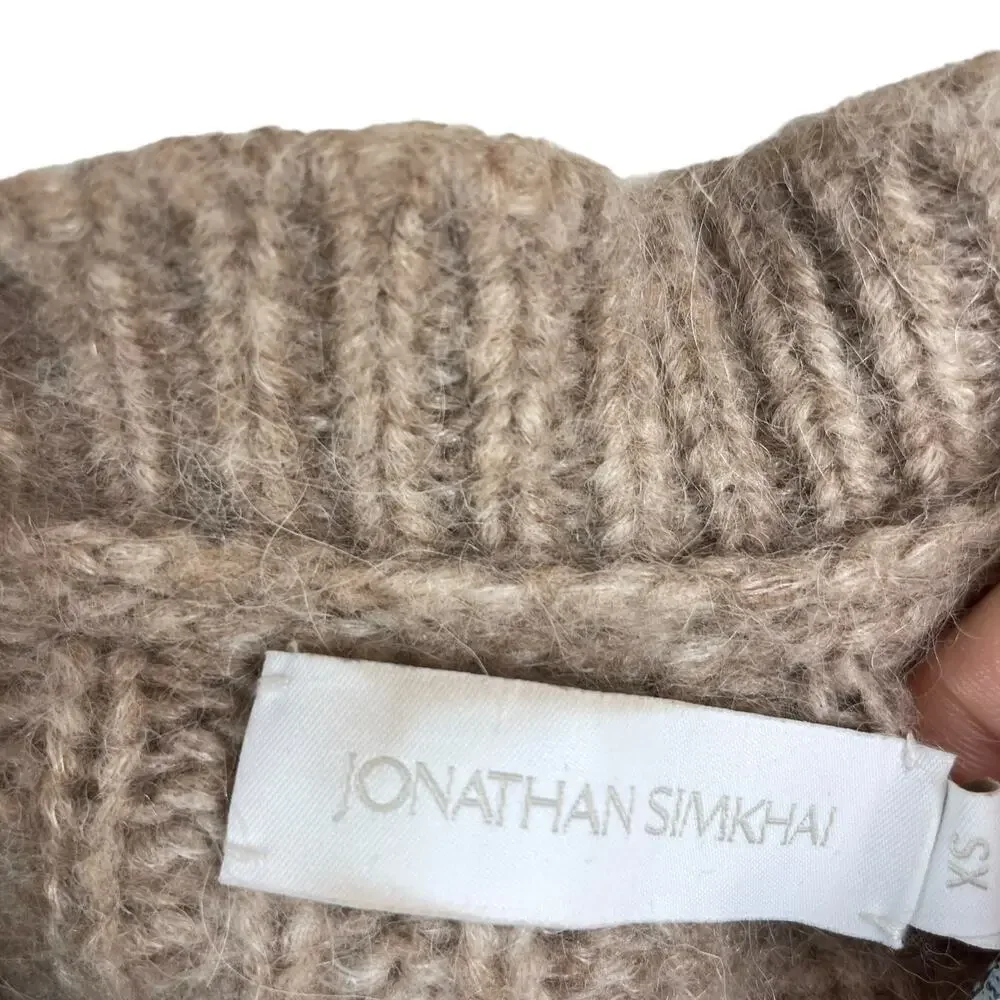 Jonathan Simkhai Reagan Alpaca Wool Blend Chunky Cardigan Sweater Brown Size XS